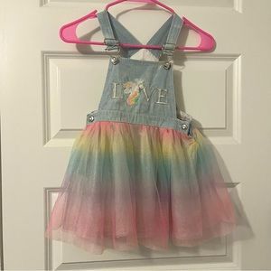 Toddler Girl Unicorn Tulle Shimmer Overall Dress (5T)
